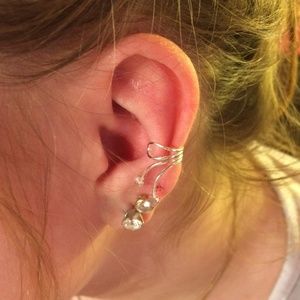 Sterling Silver Heart Ear Cuff W/Cz L Ear